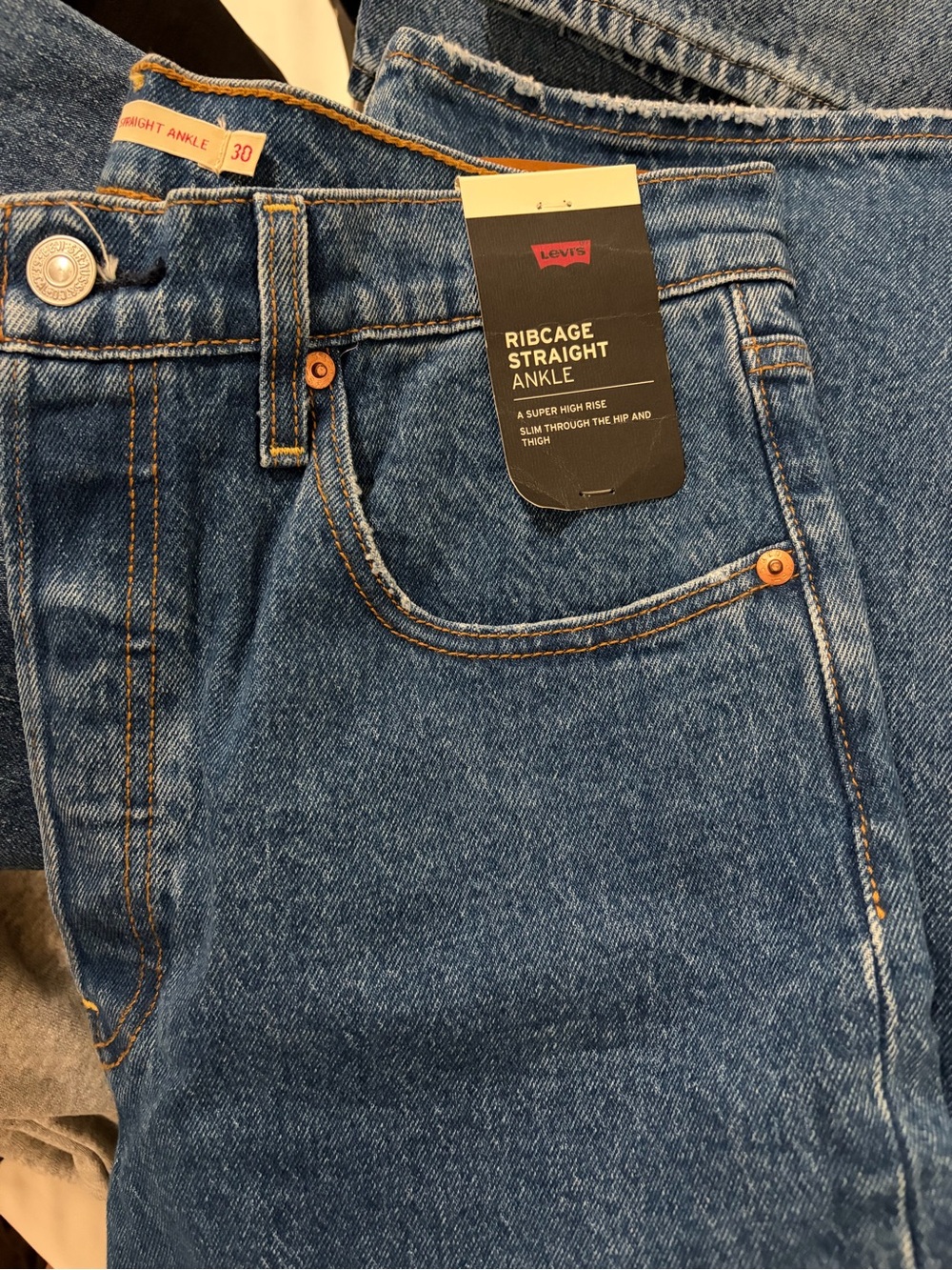 Levi's Ribcage Straight Ankle Jeans - Denim Blue - Size: 30